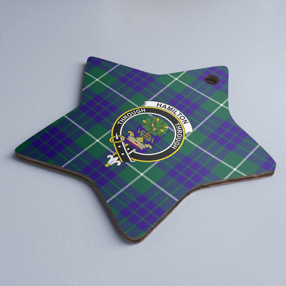 Clan Hamilton Hunting Modern Tartan Crest Star Ceramic Ornament NN16 Hamilton Hunting Modern Tartan Tartan Christmas   