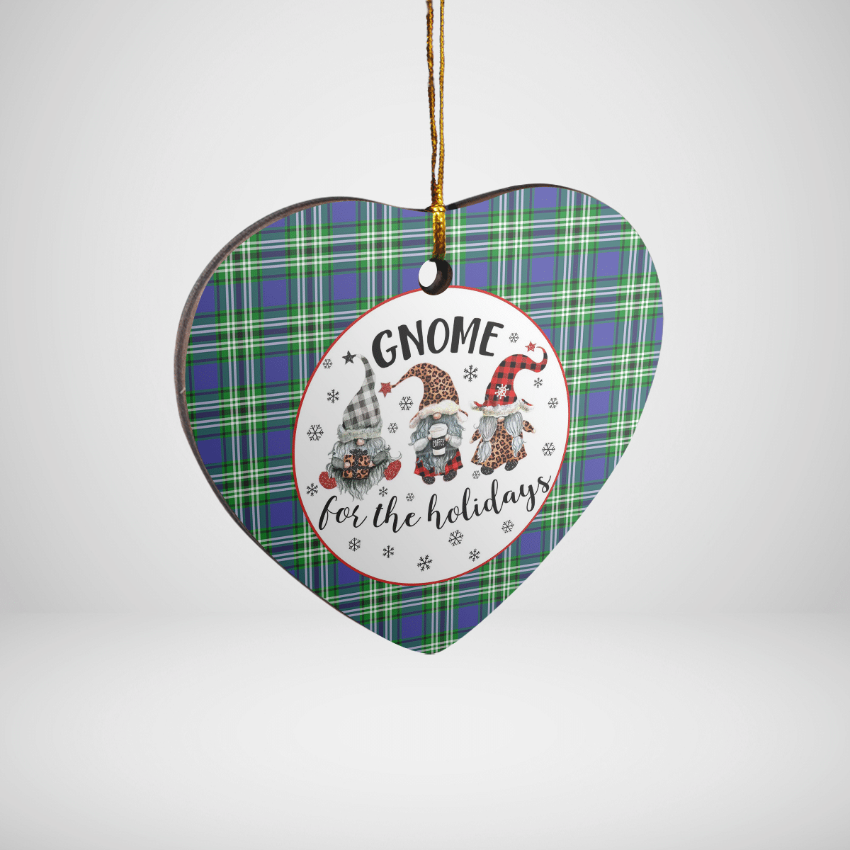 Clan Haliburton Tartan Tartan Crest Gnome Heart Ceramic Ornament RD37 Haliburton Tartan Tartan Christmas   