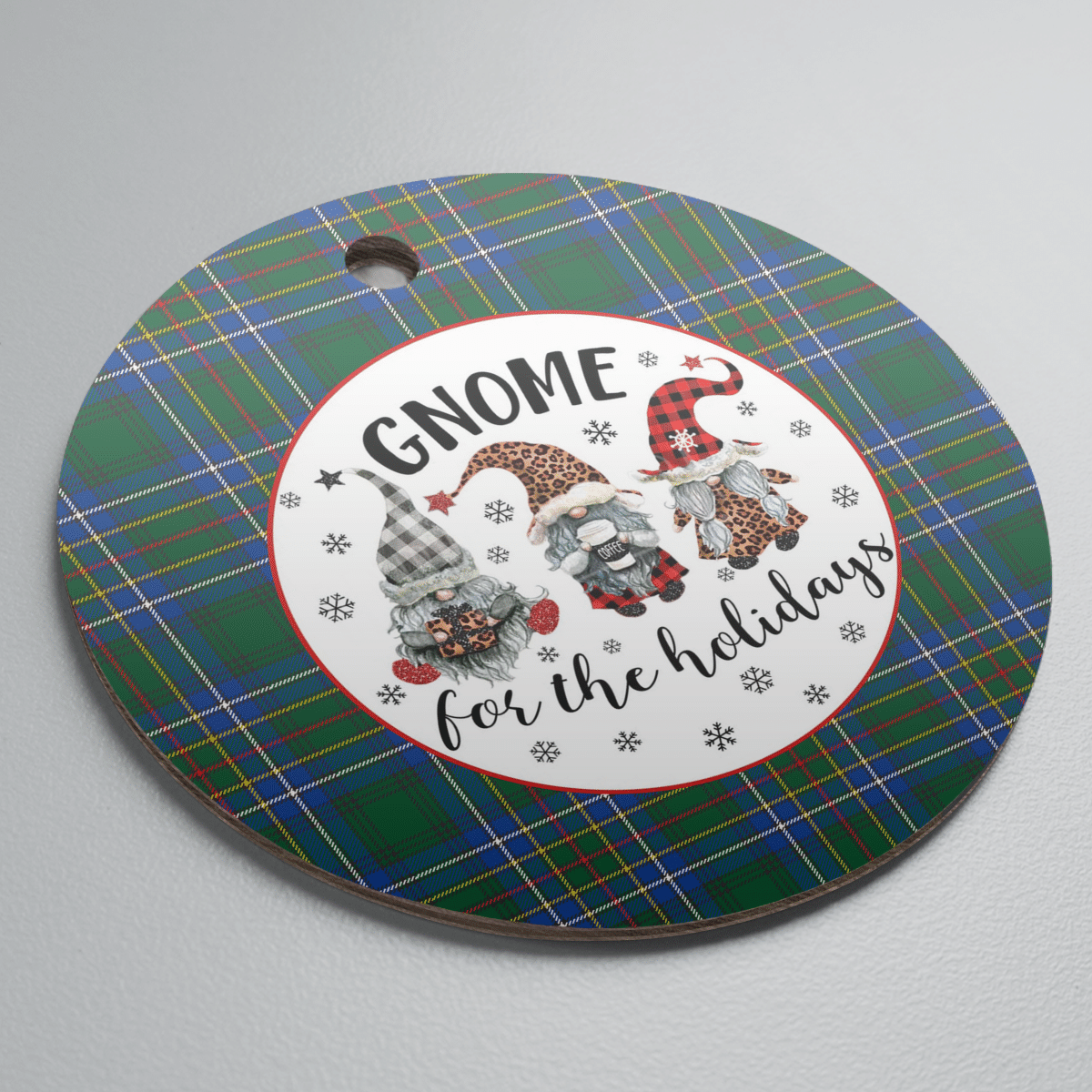 Clan Cockburn Ancient Tartan Tartan Crest Gnome Round Ceramic Ornament YS48 Cockburn Ancient Tartan Tartan Christmas   