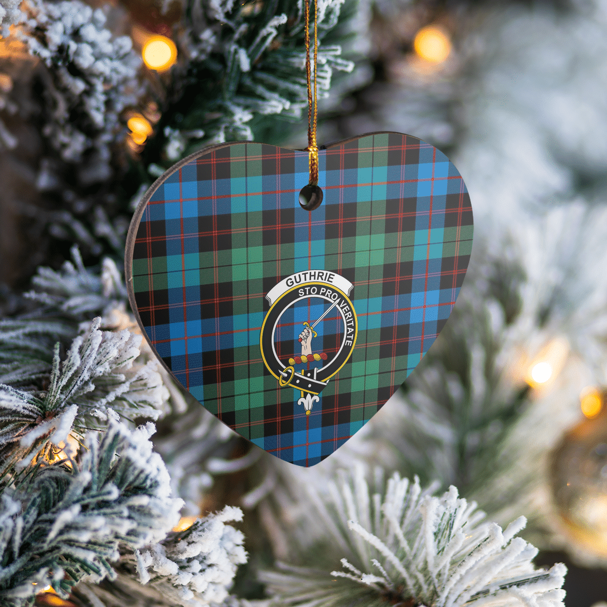 Clan Guthrie Ancient Tartan Crest Heart Ceramic Ornament BT26 Guthrie Ancient Tartan Tartan Christmas   