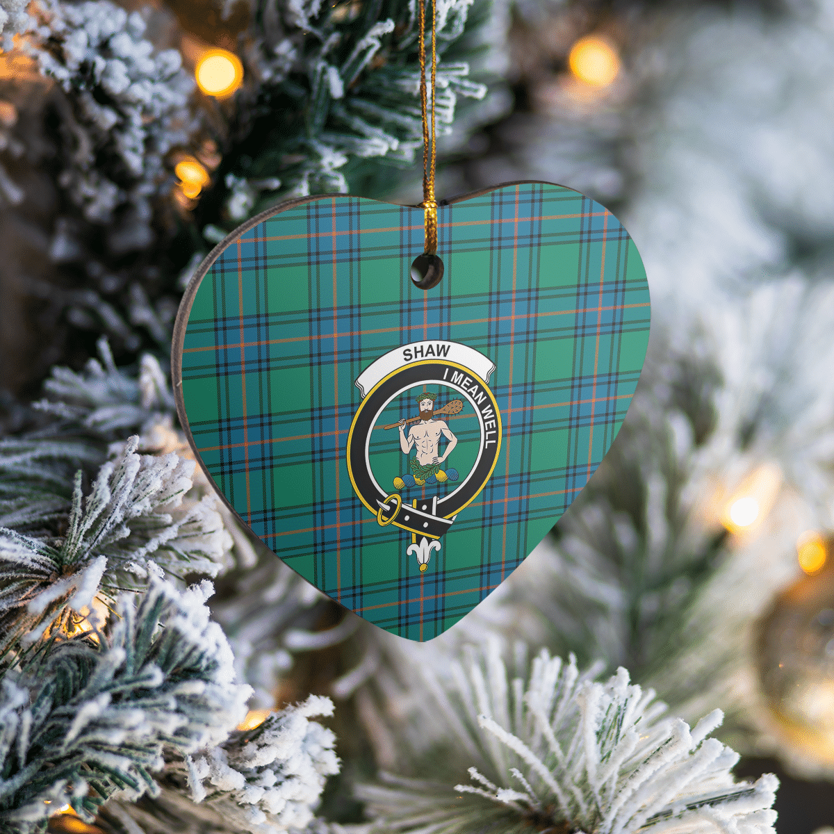 Clan Shaw Ancient Tartan Crest Heart Ceramic Ornament UJ49 Shaw Ancient Tartan Tartan Christmas   