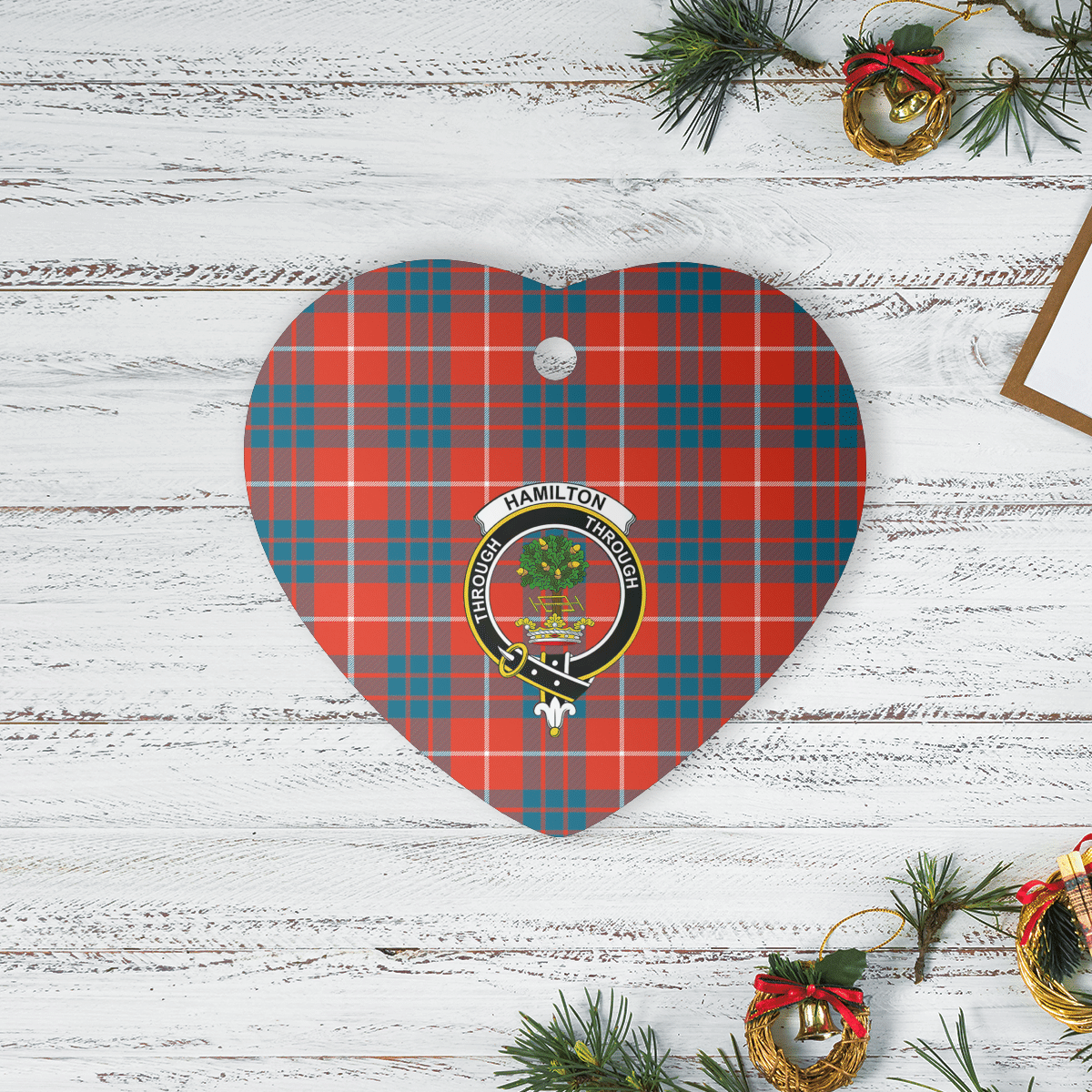 Clan Hamilton Ancient Tartan Crest Heart Ceramic Ornament UU52 Hamilton Ancient Tartan Tartan Christmas   