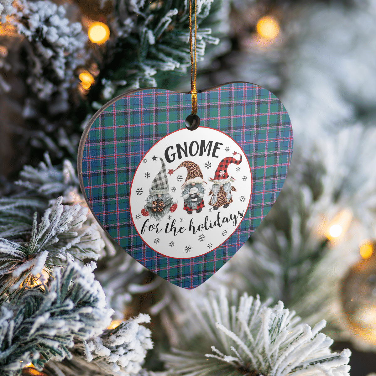 Clan Cooper Ancient  Tartan Tartan Crest Gnome Heart Ceramic Ornament KS15 Cooper Ancient Tartan Tartan Christmas   