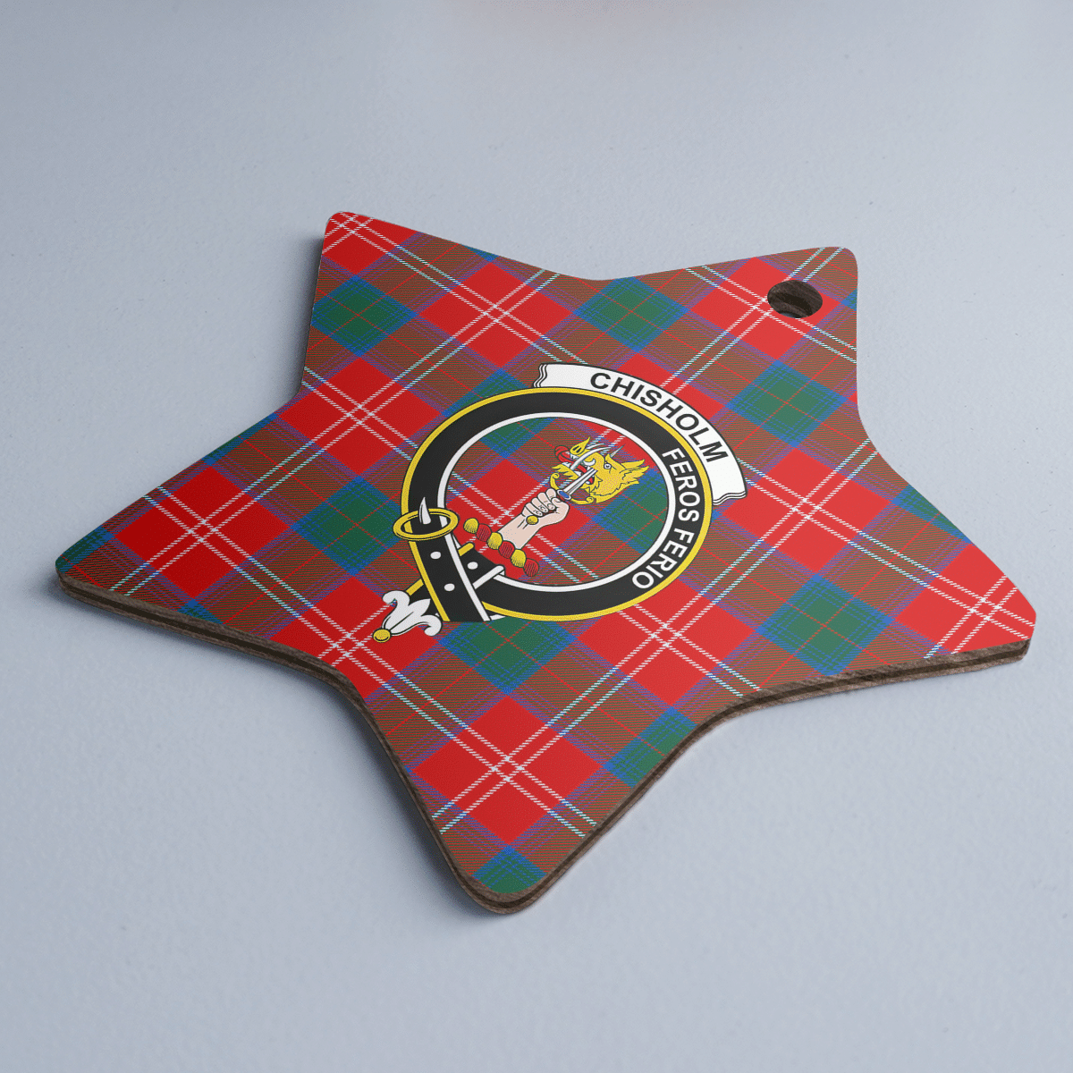 Clan Chisholm Ancient Tartan Crest Star Ceramic Ornament ID69 Chisholm Ancient Tartan Tartan Christmas   