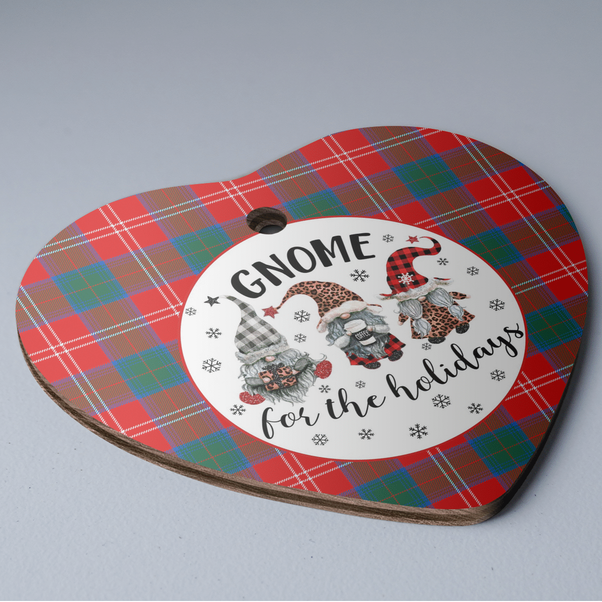 Clan Chisholm Ancient Tartan Tartan Crest Gnome Heart Ceramic Ornament AU60 Chisholm Ancient Tartan Tartan Christmas   