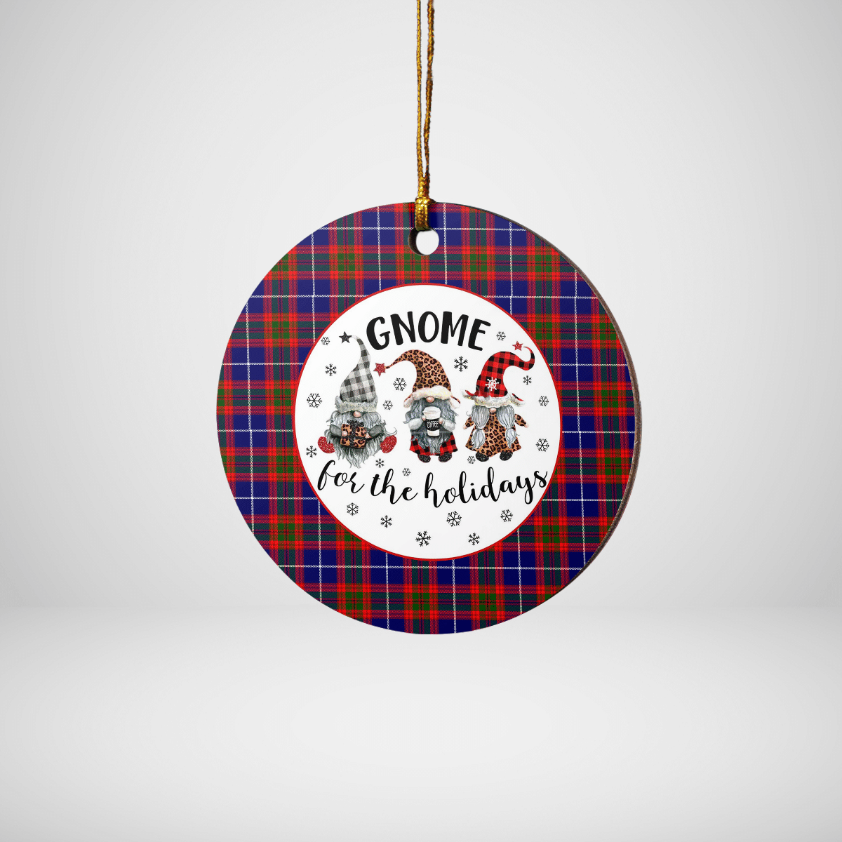 Clan Edinburgh District Tartan Tartan Crest Gnome Round Ceramic Ornament JY12 Edinburgh District Tartan Tartan Christmas   