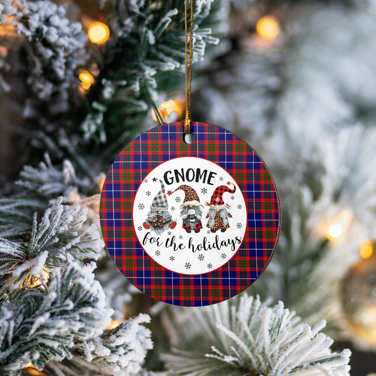 Clan Edinburgh District Tartan Tartan Crest Gnome Round Ceramic Ornament JY12 Edinburgh District Tartan Tartan Christmas   