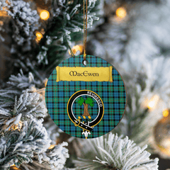 Clan MacEwen Ancient Tartan Crest Round Ceramic Ornament CR32 MacEwen Ancient Tartan Tartan Christmas   