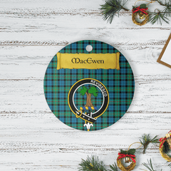 Clan MacEwen Ancient Tartan Crest Round Ceramic Ornament CR32 MacEwen Ancient Tartan Tartan Christmas   