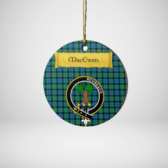 Clan MacEwen Ancient Tartan Crest Round Ceramic Ornament CR32 MacEwen Ancient Tartan Tartan Christmas   