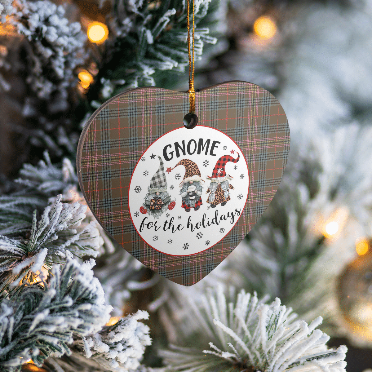 Clan Kennedy Weathered Tartan Tartan Crest Gnome Heart Ceramic Ornament NL70 Kennedy Weathered Tartan Tartan Christmas   