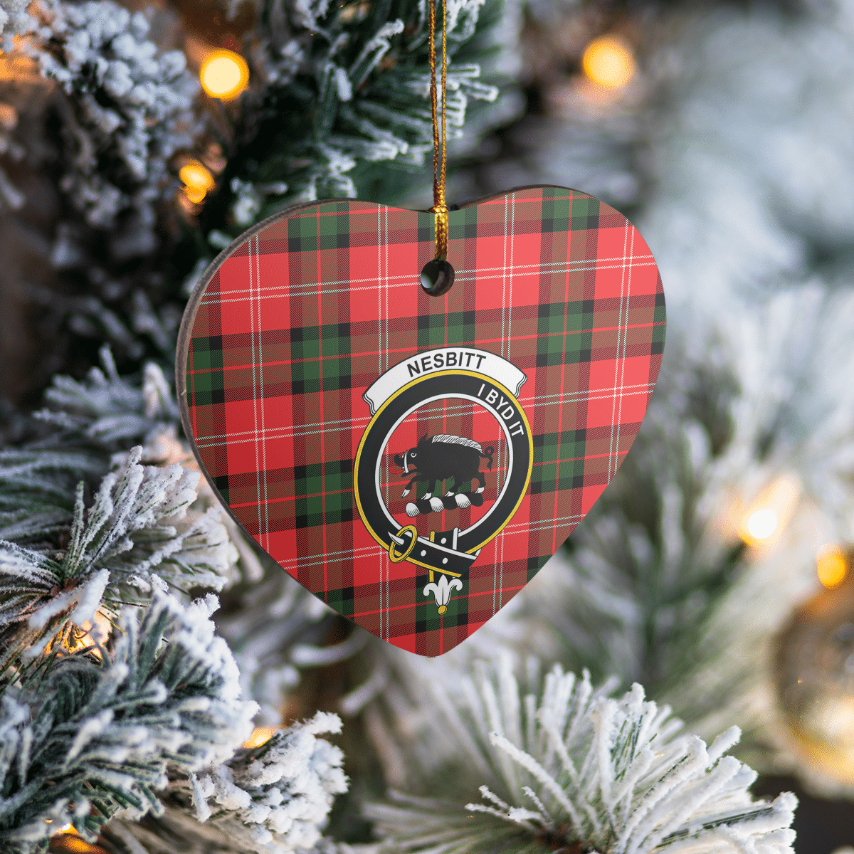 Clan Nesbitt Modern Tartan Crest Heart Ceramic Ornament OB47 Nesbitt Modern Tartan Tartan Christmas   