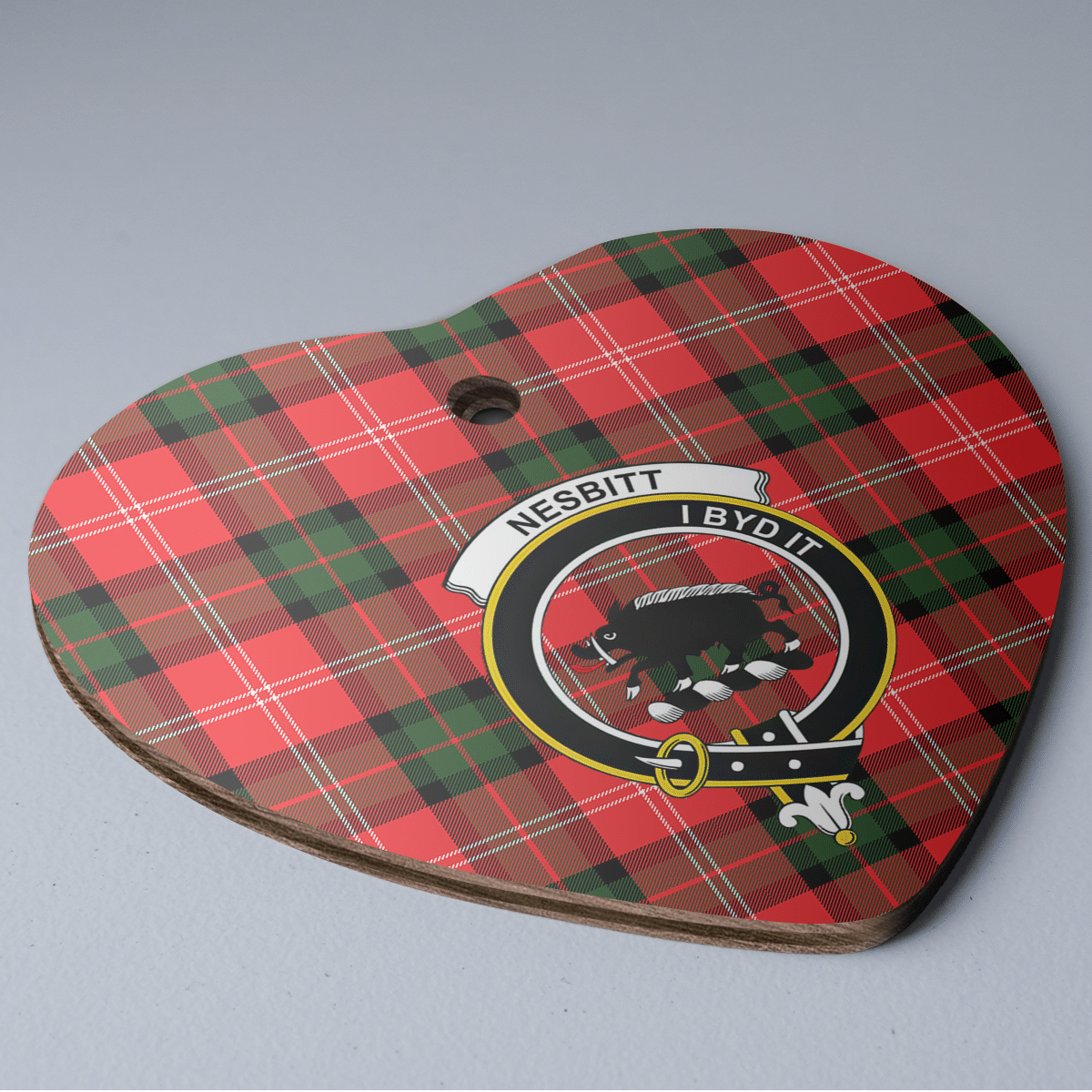 Clan Nesbitt Modern Tartan Crest Heart Ceramic Ornament OB47 Nesbitt Modern Tartan Tartan Christmas   