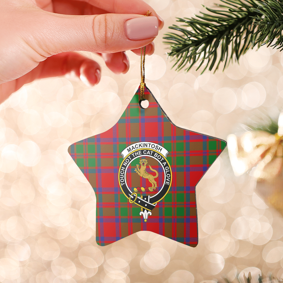 Clan MacKintosh Modern Tartan Crest Star Ceramic Ornament GX32 MacKintosh Modern Tartan Tartan Christmas   