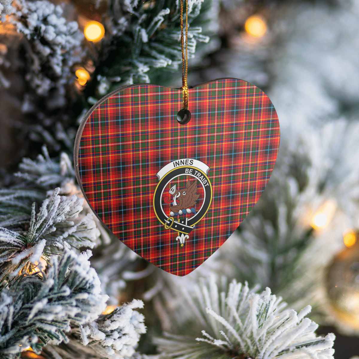 Clan Innes Modern Tartan Crest Heart Ceramic Ornament SB16 Innes Modern Tartan Tartan Christmas   