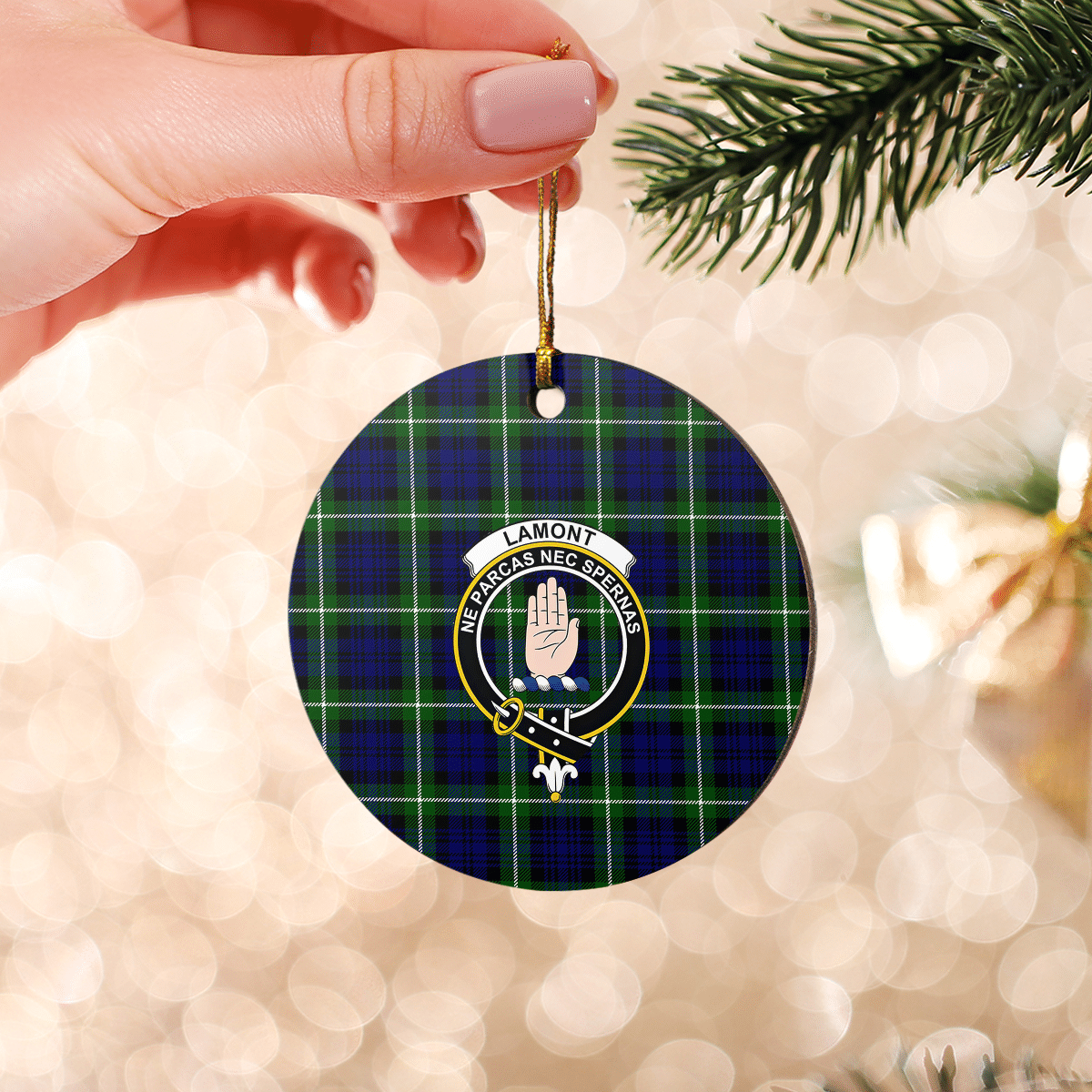 Clan Lamont Modern Tartan Crest Round Ceramic Ornament ZU80 Lamont Modern Tartan Tartan Christmas   