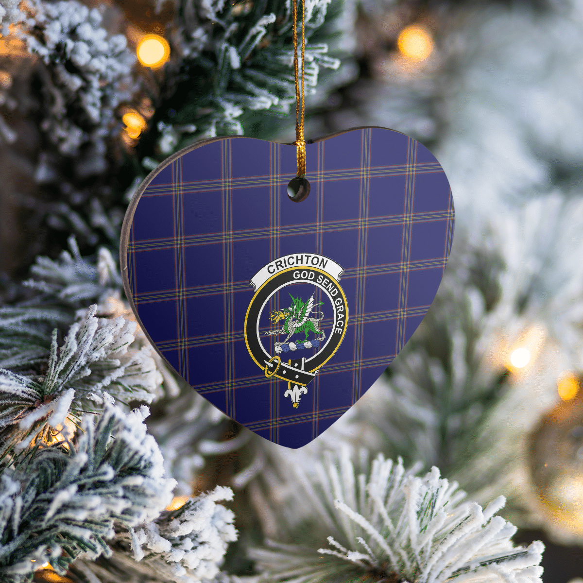 Clan Crichton Tartan Crest Heart Ceramic Ornament PZ75 Crichton Tartan Tartan Christmas   