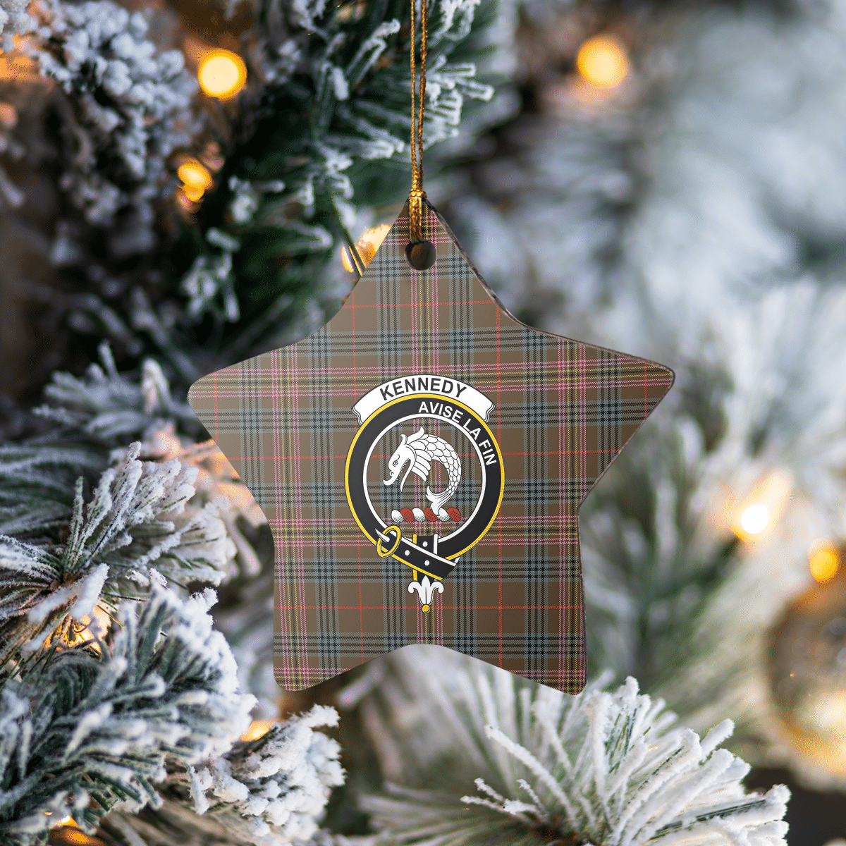 Clan Kennedy Weathered Tartan Crest Star Ceramic Ornament SJ18 Kennedy Weathered Tartan Tartan Christmas   