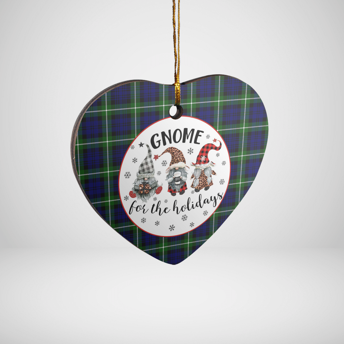 Clan Lamont Modern Tartan Tartan Crest Gnome Heart Ceramic Ornament GV17 Lamont Modern Tartan Tartan Christmas   