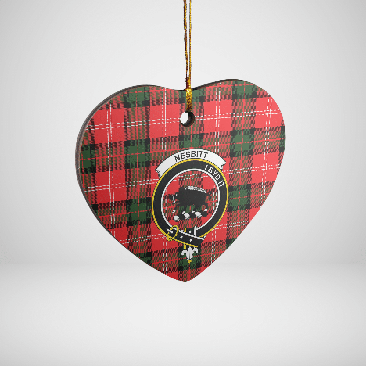 Clan Nesbitt Modern Tartan Crest Heart Ceramic Ornament OB47 Nesbitt Modern Tartan Tartan Christmas   