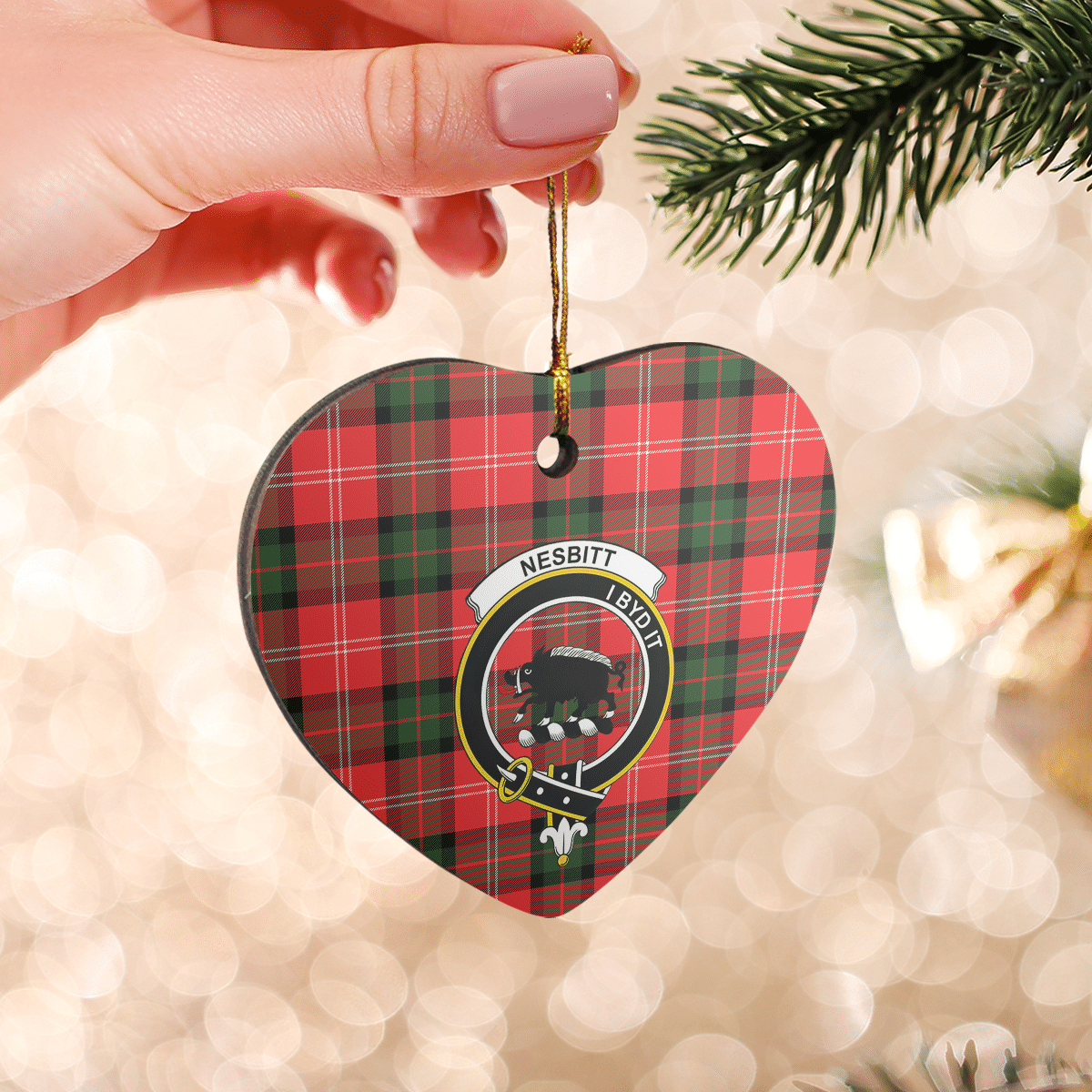 Clan Nesbitt Modern Tartan Crest Heart Ceramic Ornament OB47 Nesbitt Modern Tartan Tartan Christmas   