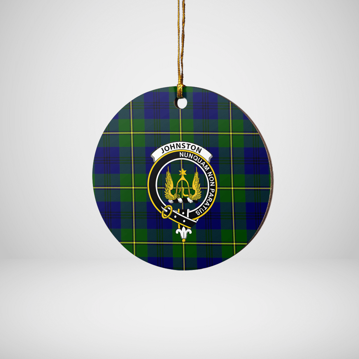 Clan Johnston Modern Tartan Crest Round Ceramic Ornament CR46 Johnston Modern Tartan Tartan Christmas   