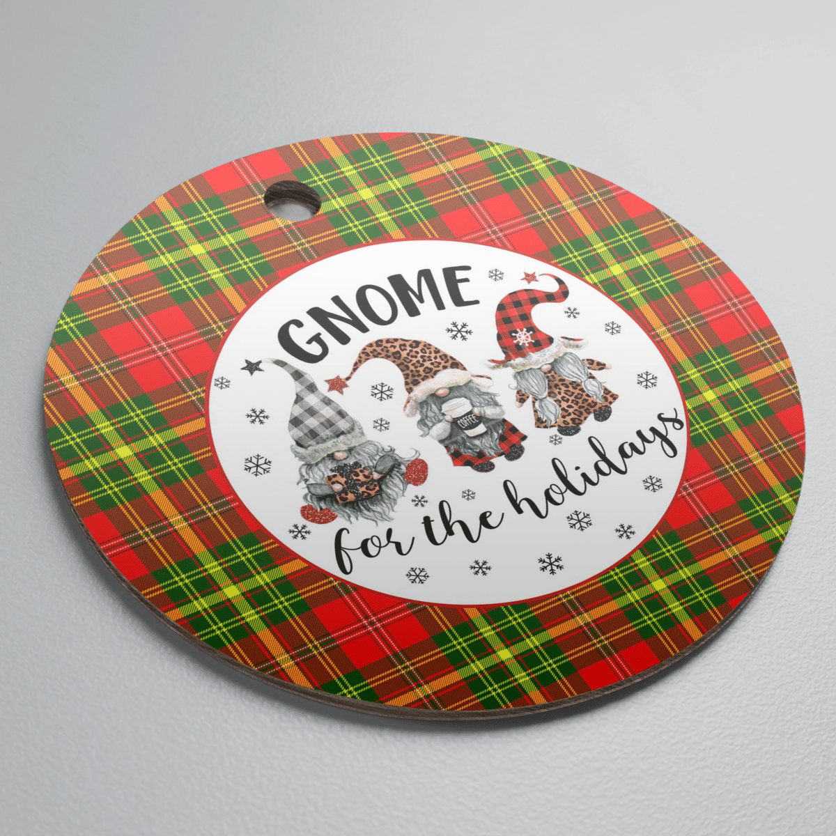 Clan Leask Tartan Tartan Crest Gnome Round Ceramic Ornament CA13 Leask Tartan Tartan Christmas   