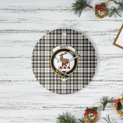 Clan Scott Black & White Ancient Tartan Crest Round Ceramic Ornament RC78 Scott Black & White Ancient Tartan Tartan Christmas   