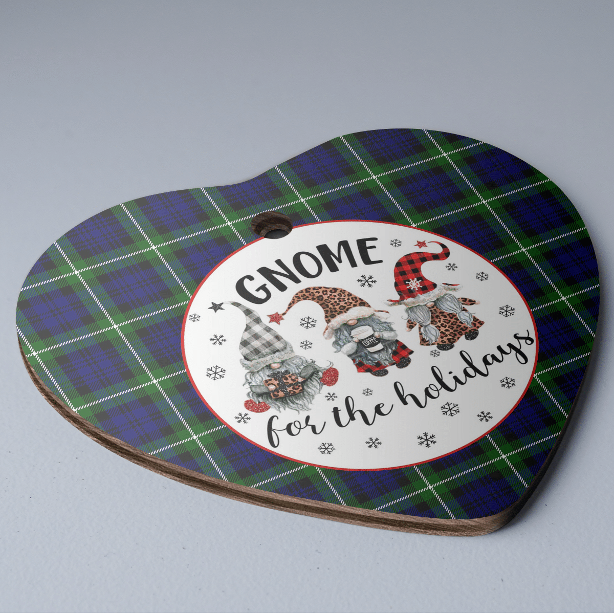 Clan Lamont Modern Tartan Tartan Crest Gnome Heart Ceramic Ornament GV17 Lamont Modern Tartan Tartan Christmas   