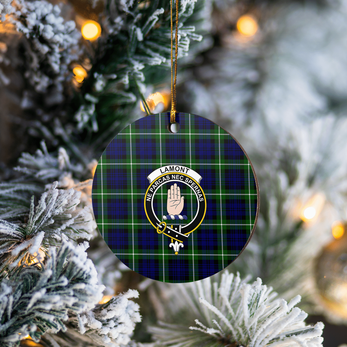 Clan Lamont Modern Tartan Crest Round Ceramic Ornament ZU80 Lamont Modern Tartan Tartan Christmas   