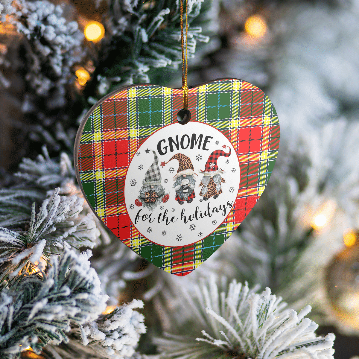 Clan Gibbs Tartan Tartan Crest Gnome Heart Ceramic Ornament RK70 Gibbs Tartan Tartan Christmas   