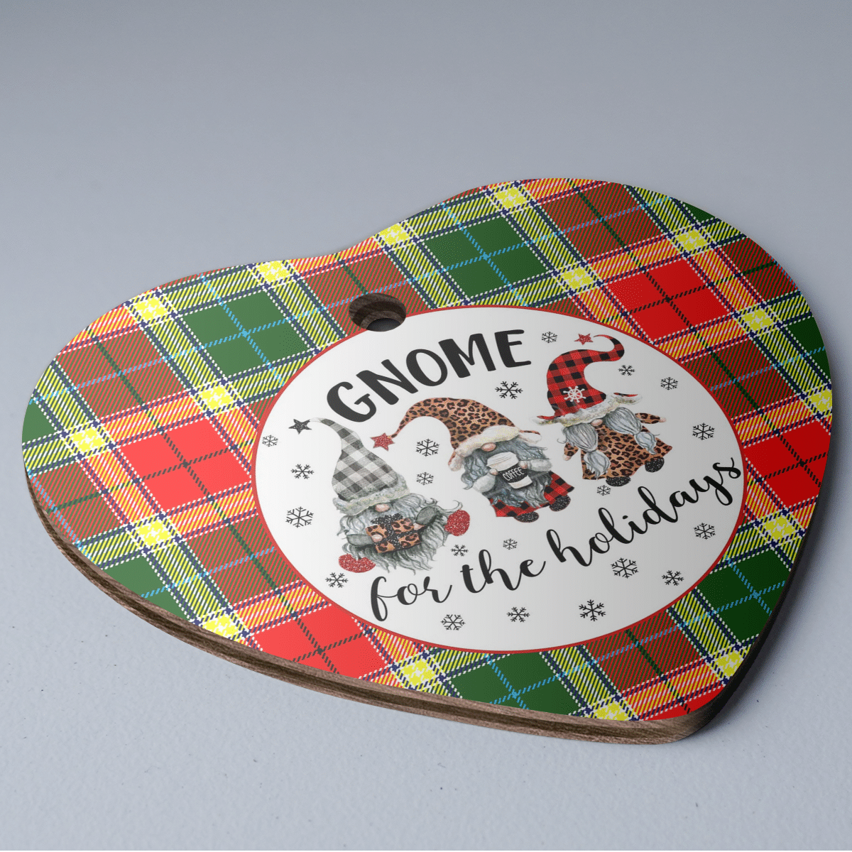 Clan Gibbs Tartan Tartan Crest Gnome Heart Ceramic Ornament RK70 Gibbs Tartan Tartan Christmas   