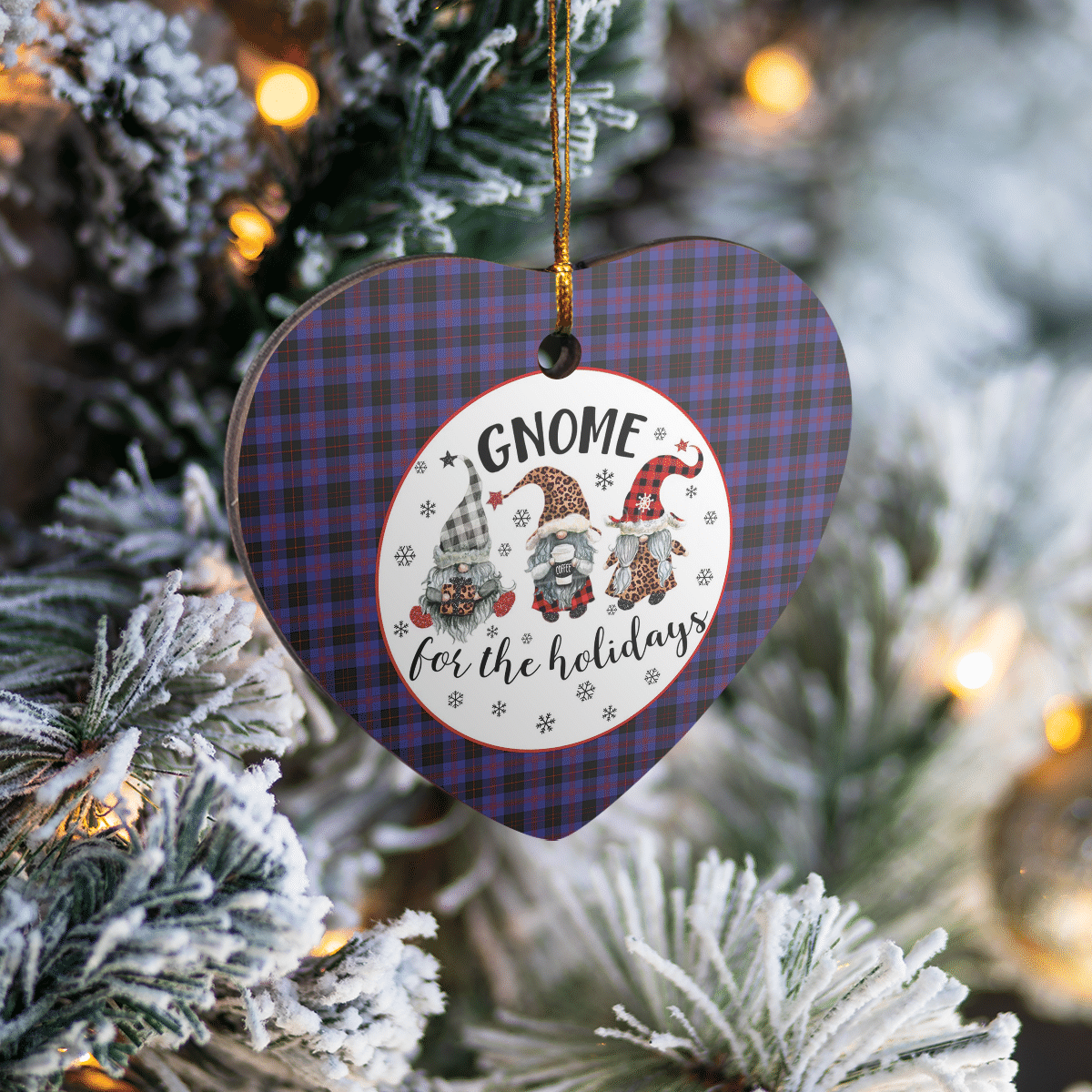 Clan Garden Tartan Tartan Crest Gnome Heart Ceramic Ornament LE67 Garden Tartan Tartan Christmas   