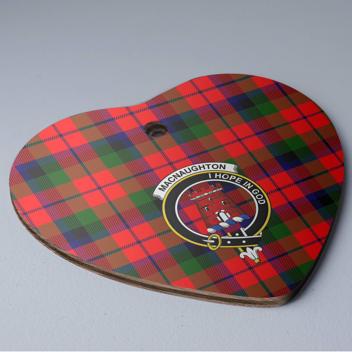 Clan MacNaughton Modern Tartan Crest Heart Ceramic Ornament SW19 MacNaughton Modern Tartan Tartan Christmas   