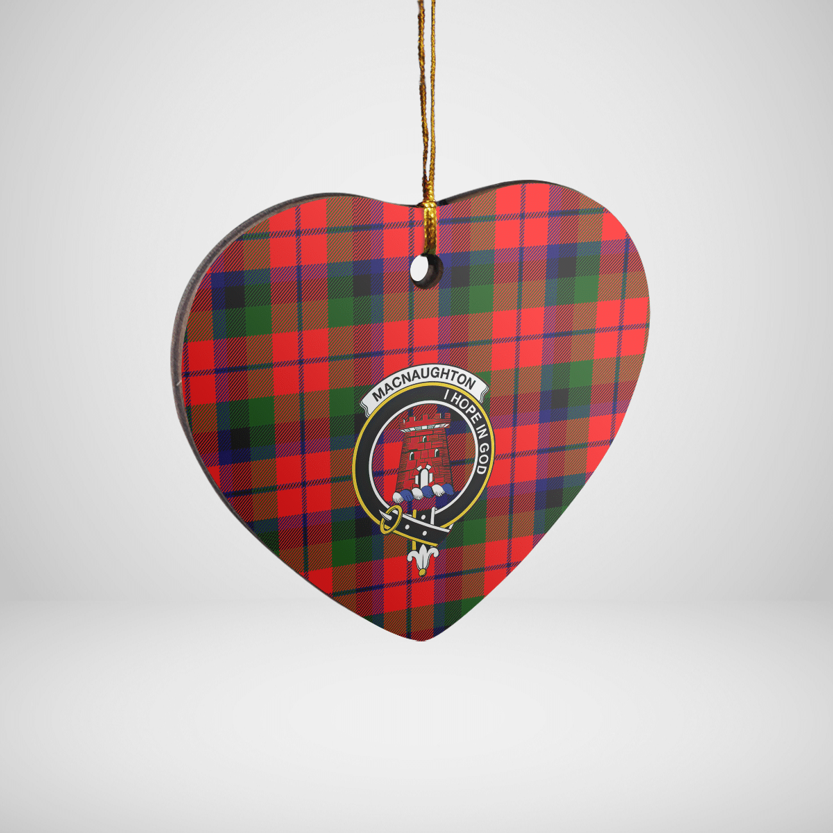 Clan MacNaughton Modern Tartan Crest Heart Ceramic Ornament SW19 MacNaughton Modern Tartan Tartan Christmas   