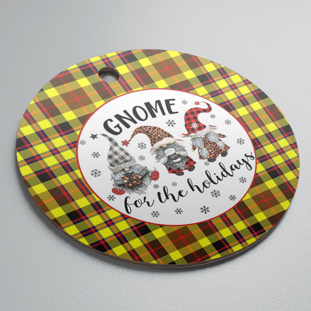 Clan Jardine Tartan Tartan Crest Gnome Round Ceramic Ornament WH35 Jardine Tartan Tartan Christmas   