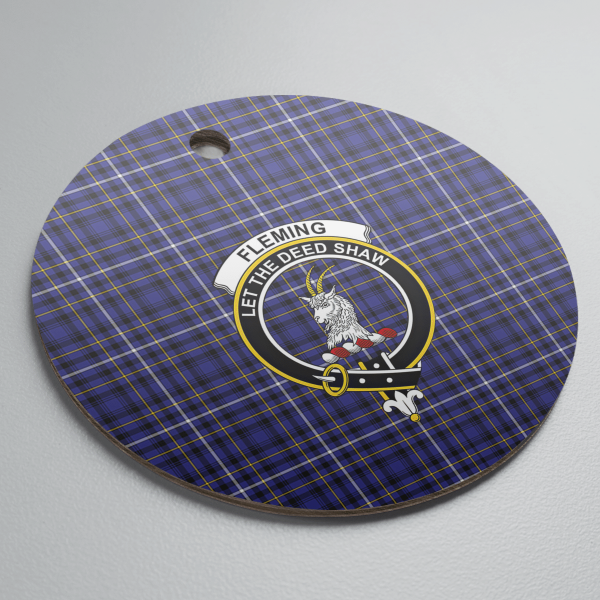 Clan Fleming Tartan Crest Round Ceramic Ornament FI17 Fleming Tartan Tartan Christmas   