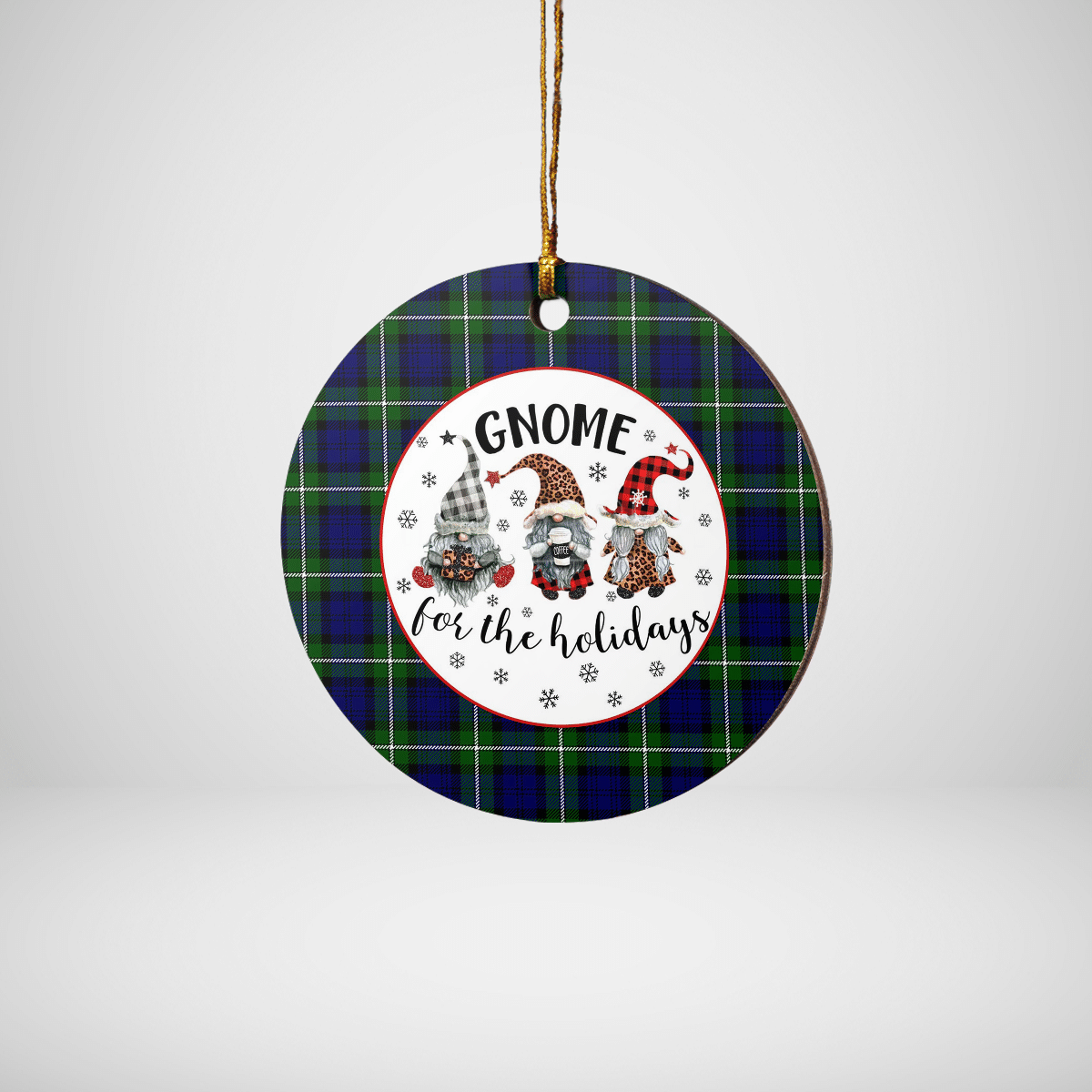 Clan Meldrum Forbes Tartan Tartan Crest Gnome Round Ceramic Ornament VC21 Meldrum Forbes Tartan Tartan Christmas   