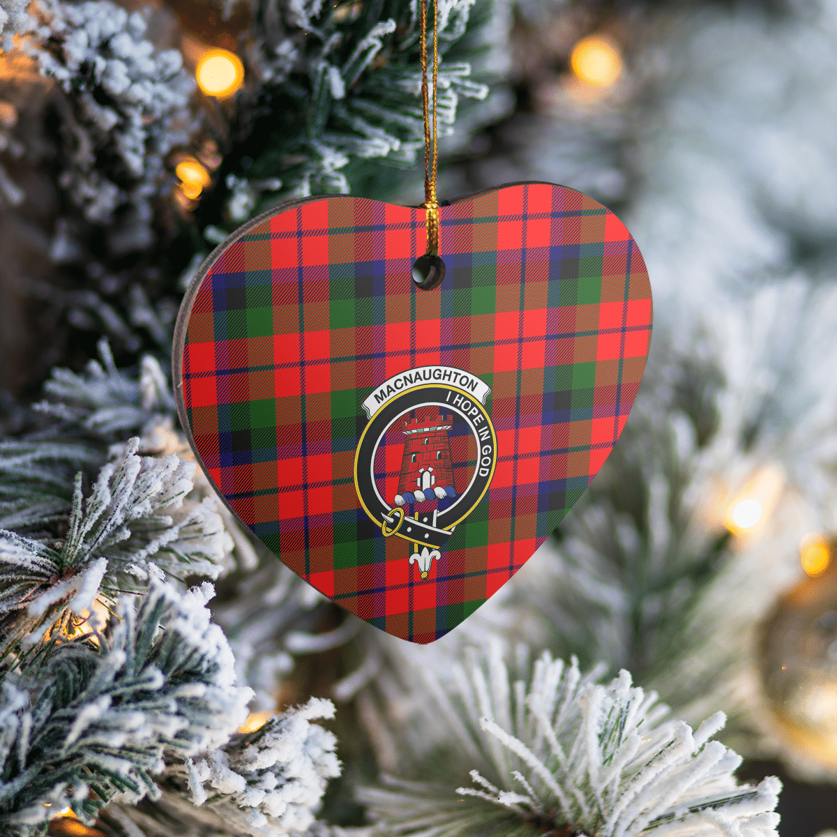 Clan MacNaughton Modern Tartan Crest Heart Ceramic Ornament SW19 MacNaughton Modern Tartan Tartan Christmas   