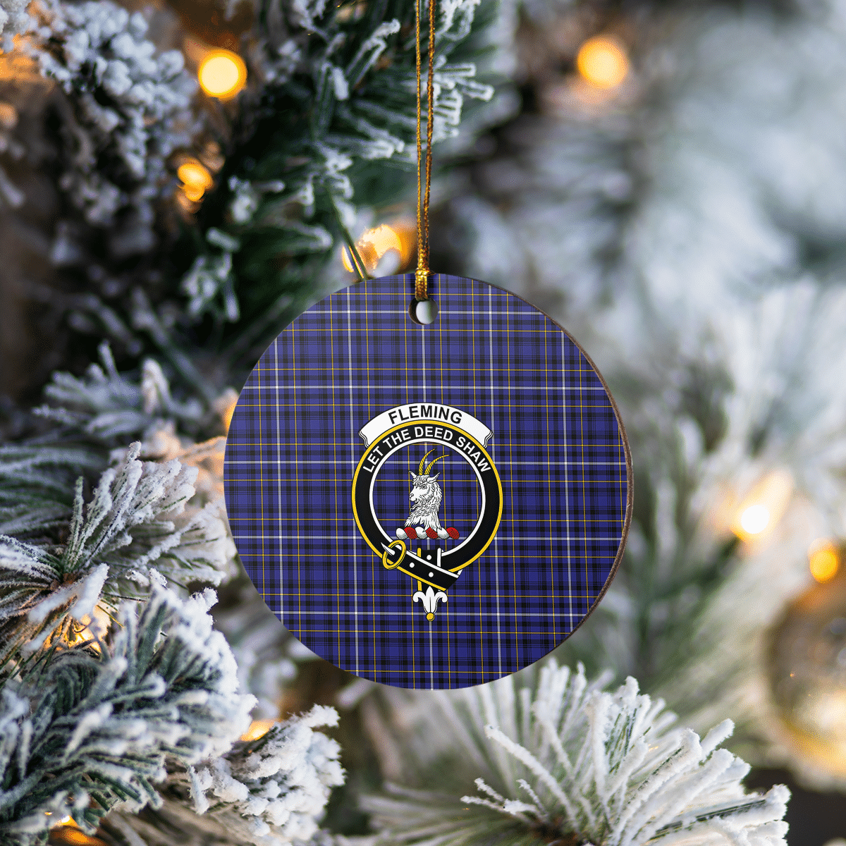 Clan Fleming Tartan Crest Round Ceramic Ornament FI17 Fleming Tartan Tartan Christmas   