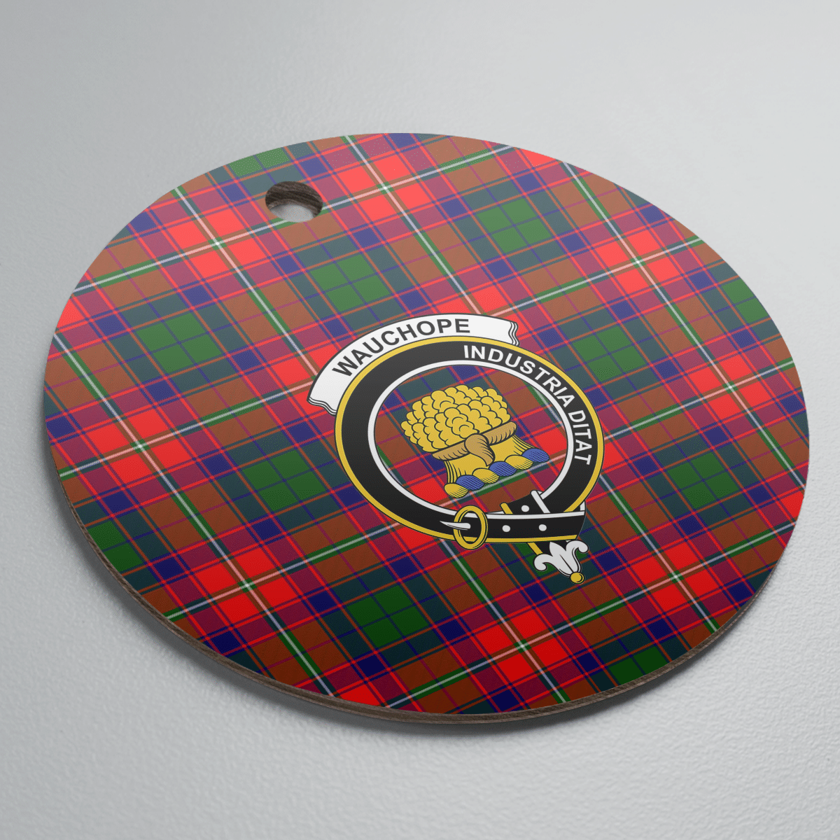 Clan Wauchope Tartan Crest Round Ceramic Ornament ZT44 Wauchope Tartan Tartan Christmas   