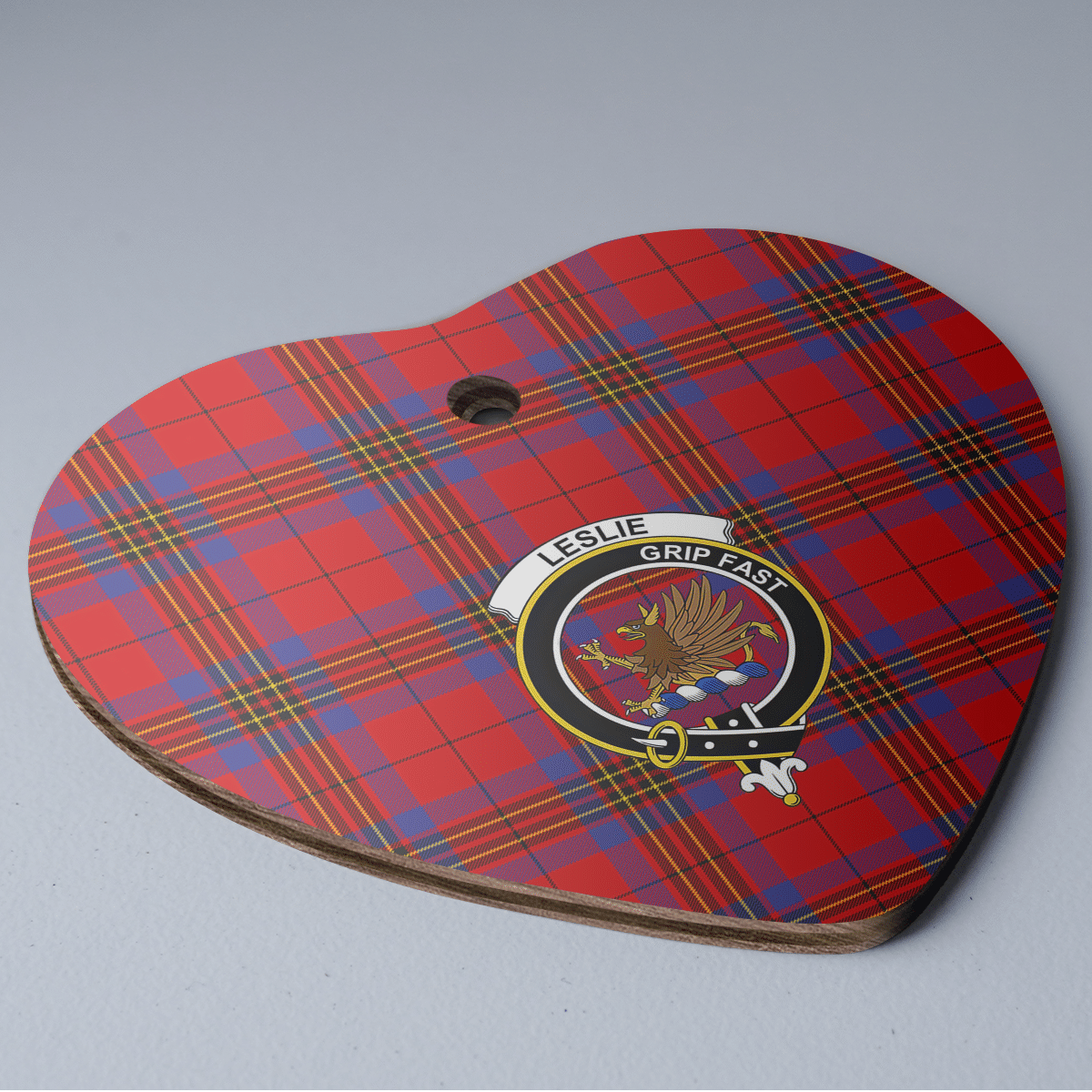 Clan Leslie Modern Tartan Crest Heart Ceramic Ornament BP78 Leslie Modern Tartan Tartan Christmas   