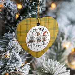 Clan Houston Tartan Tartan Crest Gnome Heart Ceramic Ornament JQ42 Houston Tartan Tartan Christmas   