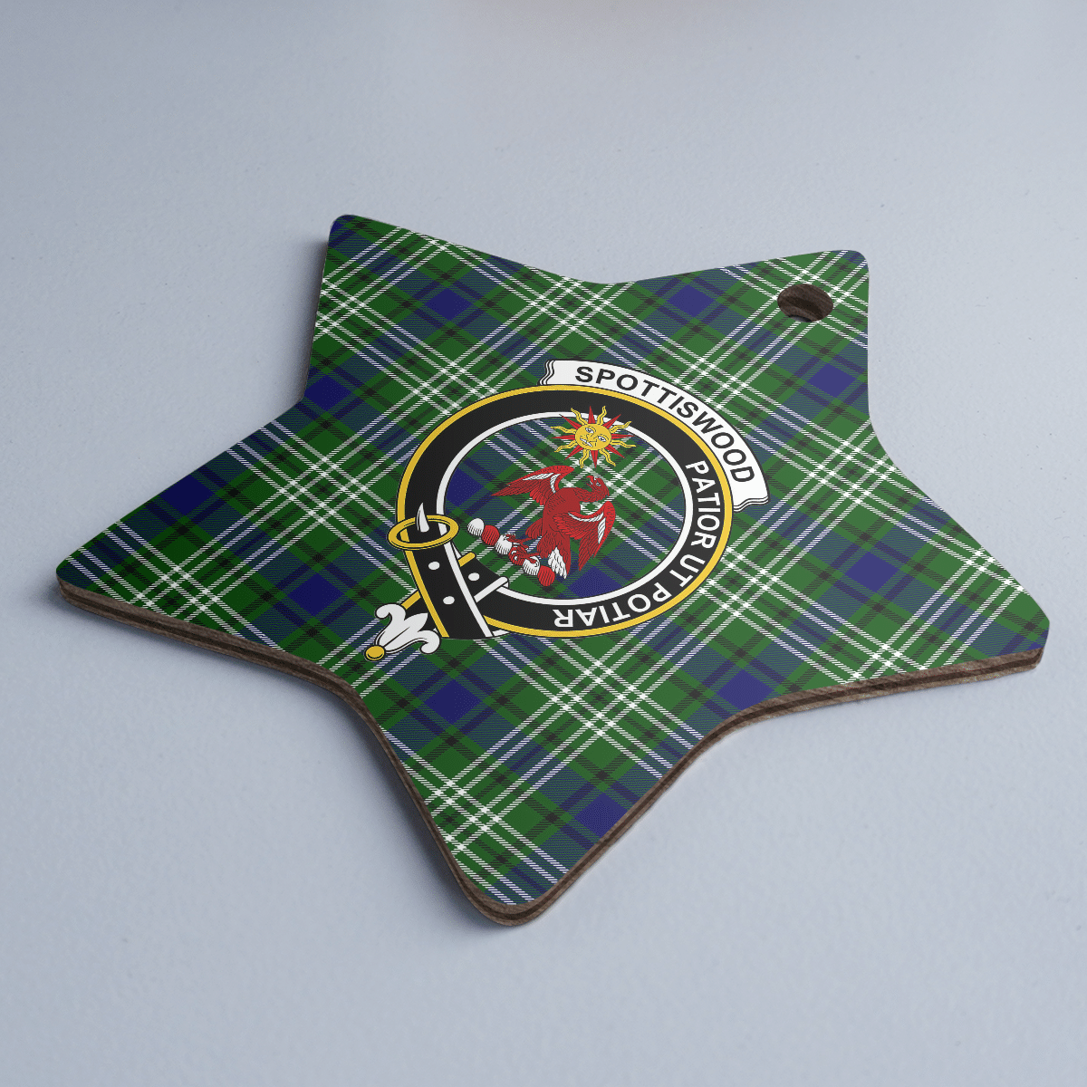 Clan Spottiswood (Tweedside) Tartan Crest Star Ceramic Ornament UW55 Spottiswood (Tweedside) Tartan Tartan Christmas   