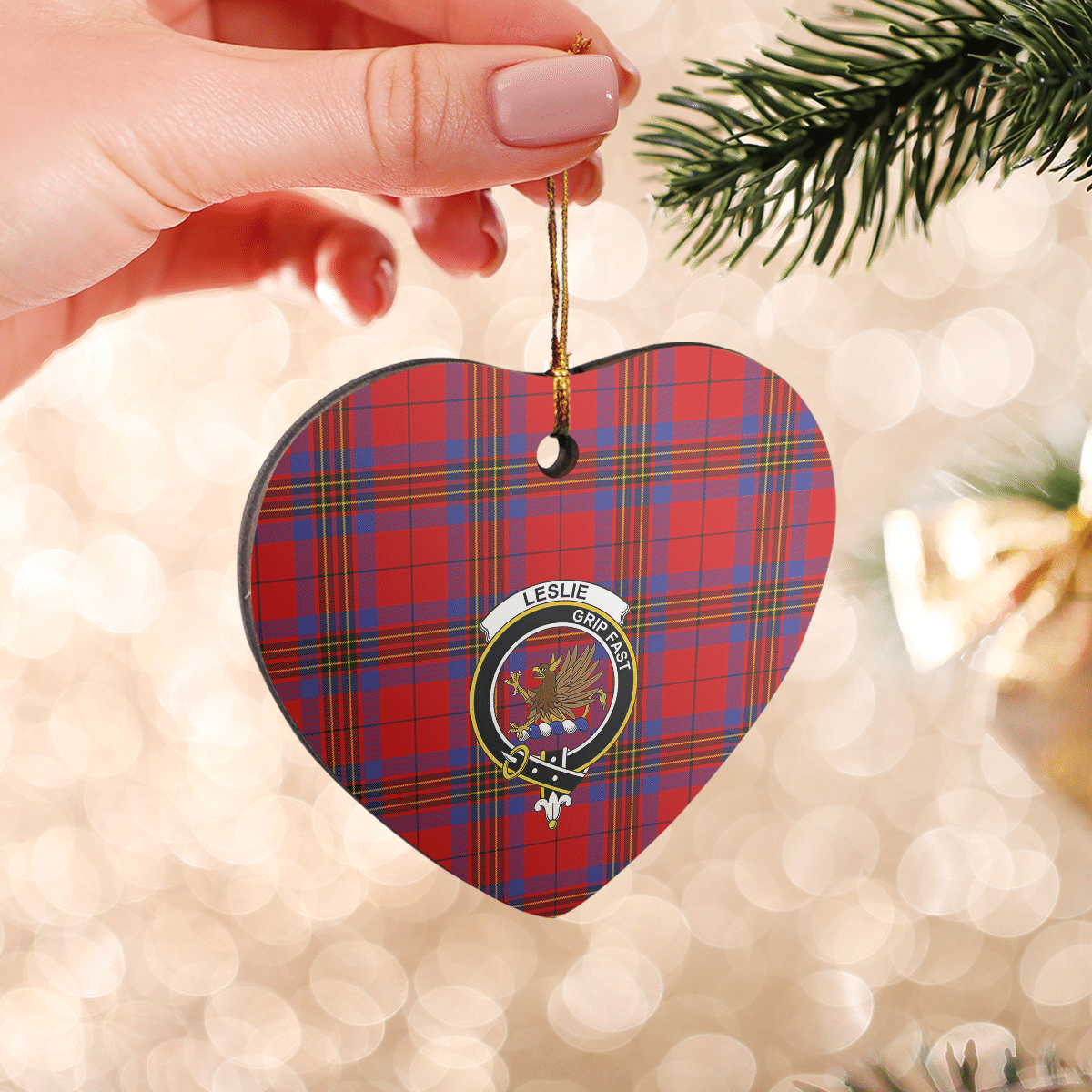 Clan Leslie Modern Tartan Crest Heart Ceramic Ornament BP78 Leslie Modern Tartan Tartan Christmas   