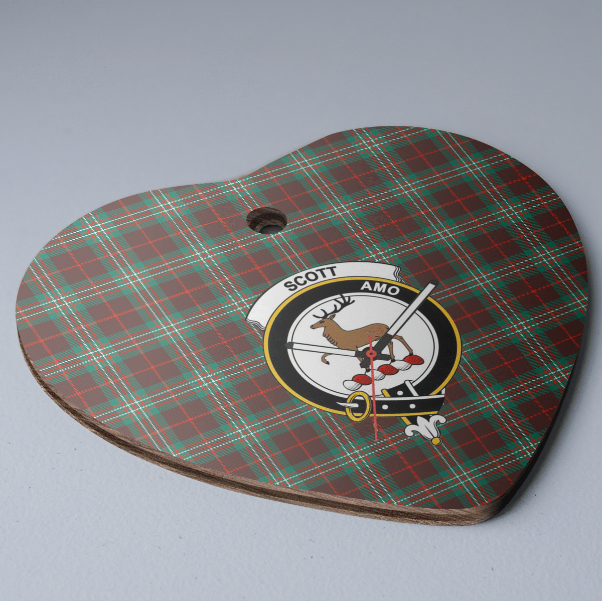 Clan Scott Brown Ancient Tartan Crest Heart Ceramic Ornament QY17 Scott Brown Ancient Tartan Tartan Christmas   