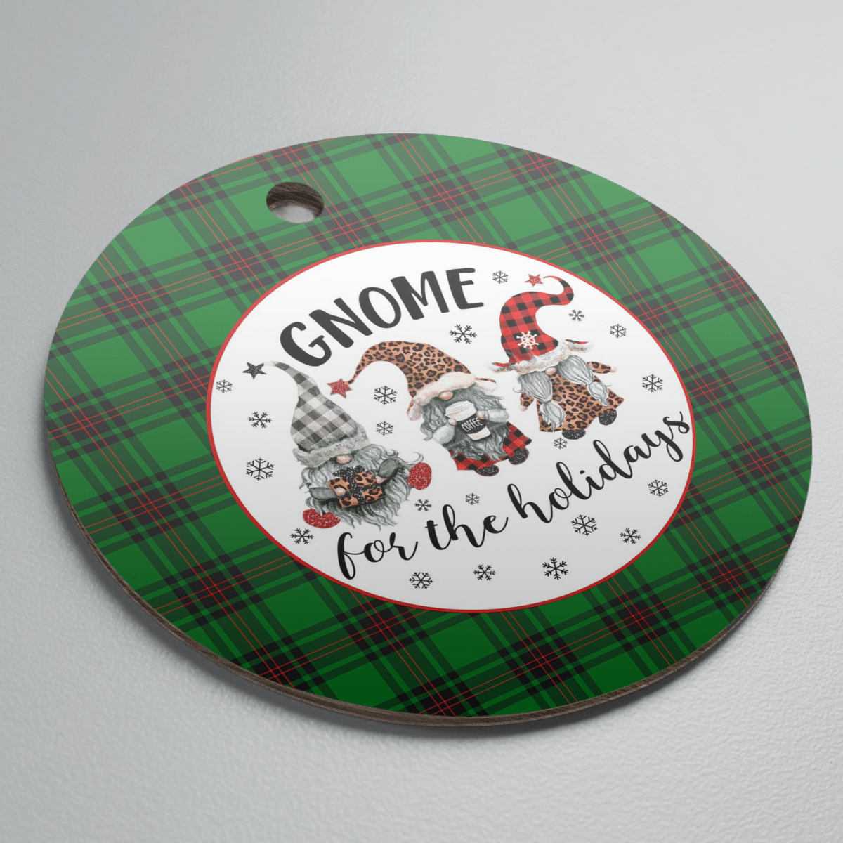 Clan Logie Tartan Tartan Crest Gnome Round Ceramic Ornament BB22 Logie Tartan Tartan Christmas   