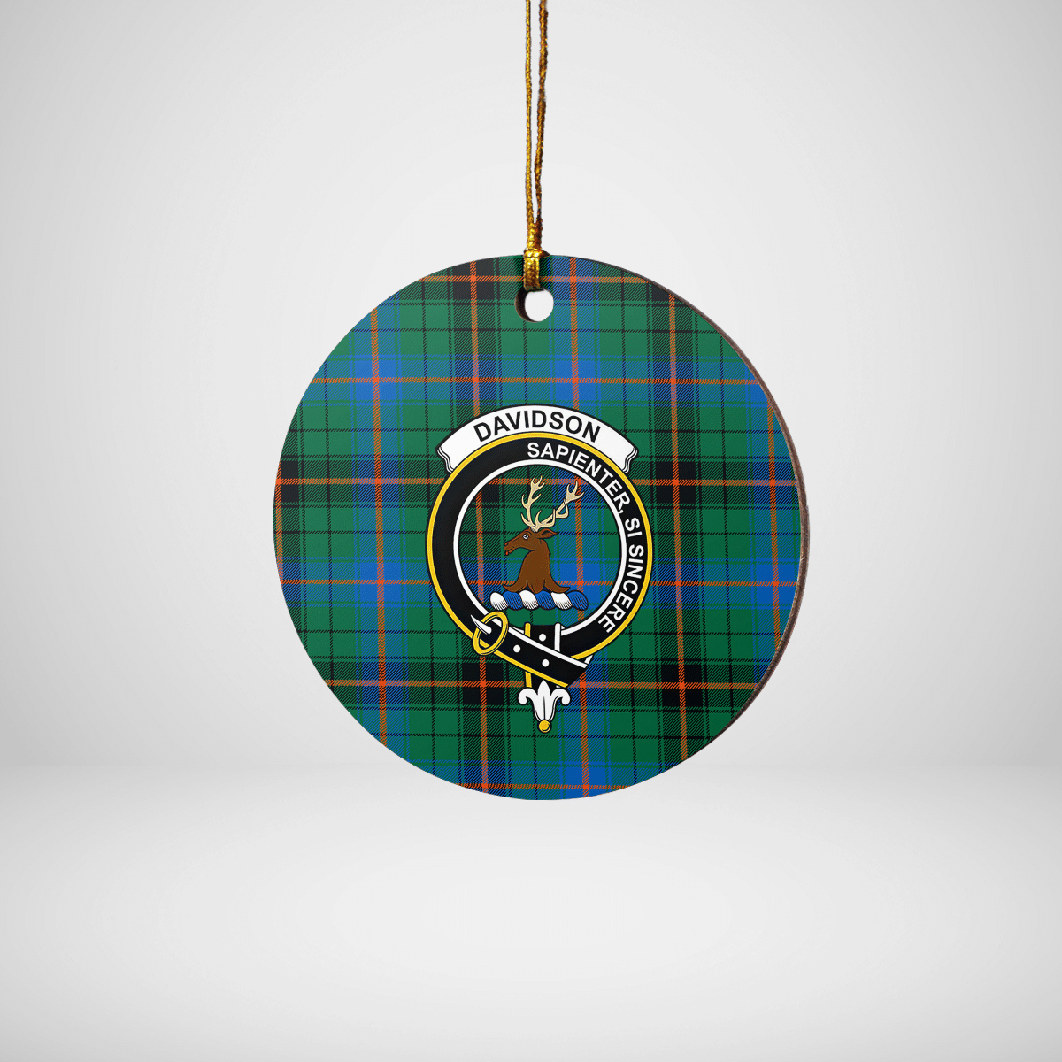 Clan Davidson Ancient Tartan Crest Round Ceramic Ornament VE50 Davidson Ancient Tartan Tartan Christmas   