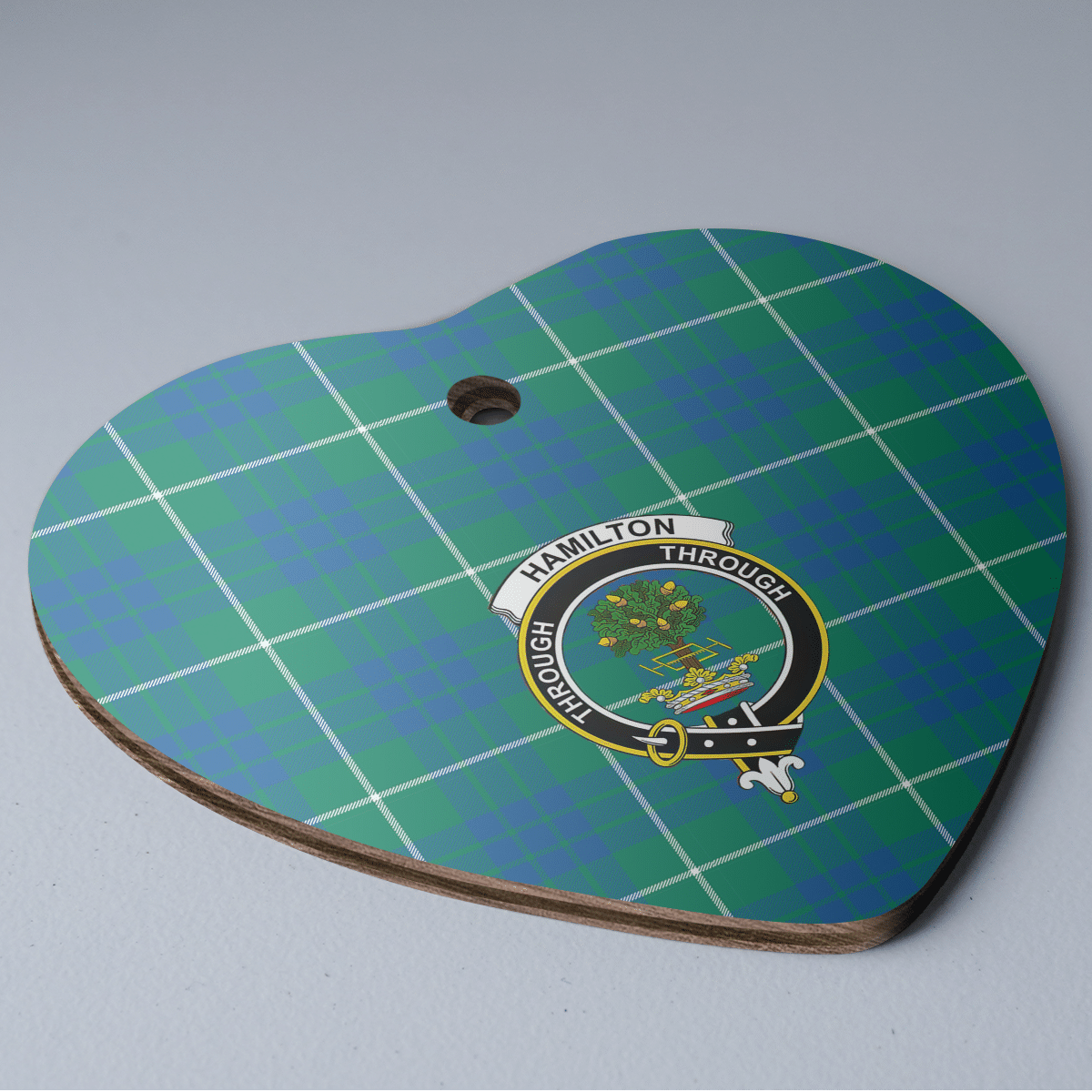 Clan Hamilton Hunting Ancient Tartan Crest Heart Ceramic Ornament FV27 Hamilton Hunting Ancient Tartan Tartan Christmas   