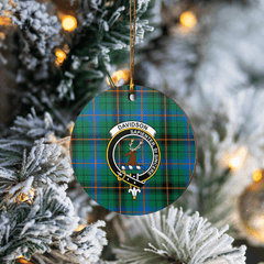 Clan Davidson Ancient Tartan Crest Round Ceramic Ornament VE50 Davidson Ancient Tartan Tartan Christmas   